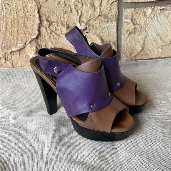 Marni Platform Purple & Taupe  Perp Toe sandal heels sienna Size 35 - Picture 5 of 13